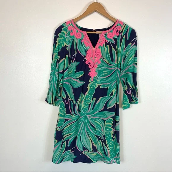 Lilly Pulitzer Flawed Rylee Silk Dress Tiger Palm Size 0 - Picture 1 of 16